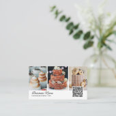 Bakkerij/Chef/Catering 4-foto QR Code Modern Scrip Visitekaartje (Staand voorkant)