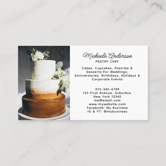 Bakkerij/Chef/Catering 4-foto QR Code Modern Scrip Visitekaartje (Achterkant)