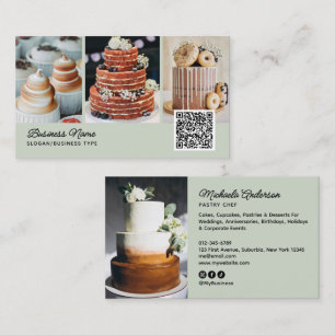 Bakkerij/Chef/Catering 4-Photo QR-code Modern Lett Visitekaartje