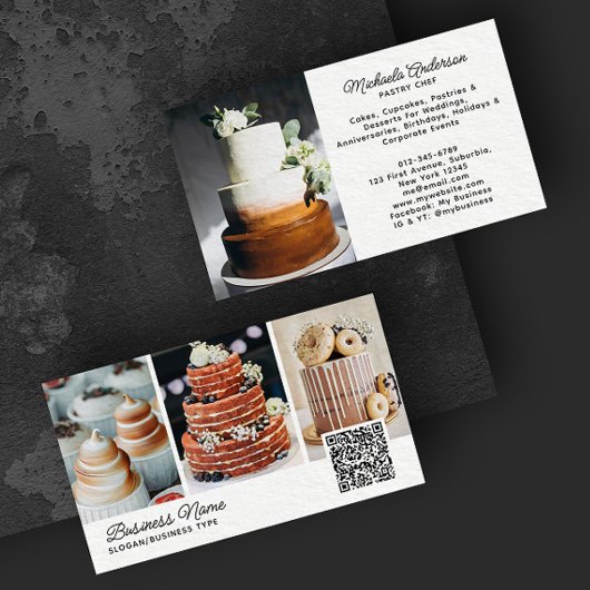 Bakkerij/Chef/Catering 4-Photo QR-code Modern Lett Visitekaartje