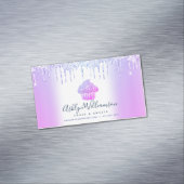 Bakkerij Chef Cupcake Paarse Blue Chic Glitter Dri Magnetisch Visitekaartje (Voorbeeld)