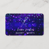 Bakkerij Chef met Whisk Rolling Pin Paarse Blauw Visitekaartje (Voorkant)