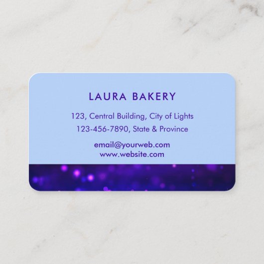 Bakkerij Chef met Whisk Rolling Pin Paarse Blauw Visitekaartje (Achterkant)
