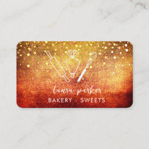 Bakkerij Chef met Whisk Rolling Pin Piping Bag Gou Visitekaartje