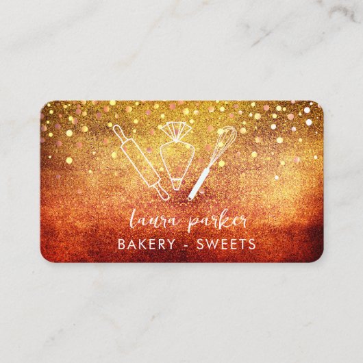 Bakkerij Chef met Whisk Rolling Pin Piping Bag Gou Visitekaartje (Voorkant)