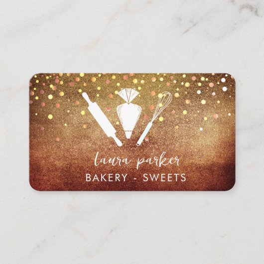 Bakkerij Chef met Whisk Rolling Pin Piping Bag Gou Visitekaartje (Voorkant)