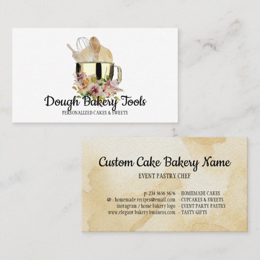Bakkerij Chef Patisserie Pastry Cake Dough Visitekaartje (Voorkant / Achterkant)