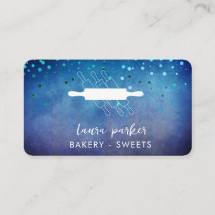 Bakkerij Chef Rolling Pin Blauw Gebak Handgemaakt Visitekaartje