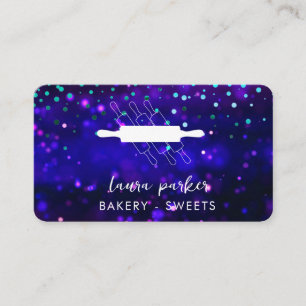 Bakkerij Chef Rolling Pin Paarse gebak Handgemaakt Visitekaartje