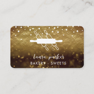 Bakkerij Chef Rolling Pin Wit Goud Handgemaakt Visitekaartje