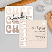 Bakkerij Chef Trendy Retro Beige Moderne Catering Vierkante Visitekaartje