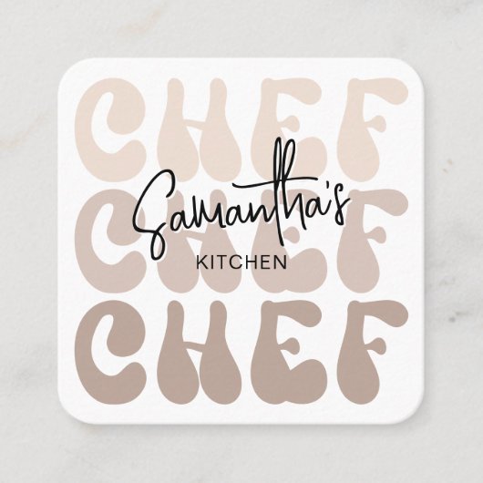 Bakkerij Chef Trendy Retro Beige Moderne Catering Vierkante Visitekaartje (Voorkant)