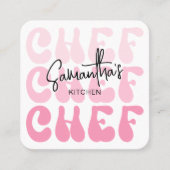 Bakkerij Chef Trendy Retro Roze Girly Catering Vierkante Visitekaartje (Voorkant)