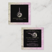 Bakkerij Chef Whisk Logo Roos Gold Glitter Vierkante Visitekaartje (Voorkant / Achterkant)
