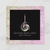 Bakkerij Chef Whisk Logo Roos Gold Glitter Vierkante Visitekaartje (Voorkant)