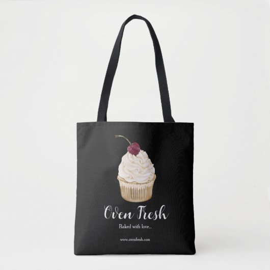 Bakkerij Cherry Cupcake Pastry Chef Black Tote Bag (Voorkant)