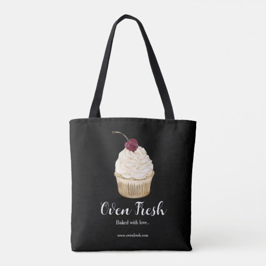 Bakkerij Cherry Cupcake Pastry Chef Black Tote Bag (Achterkant)