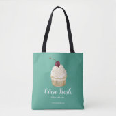 Bakkerij Cherry Cupcake Pastry Chef Green Tote Bag (Voorkant)