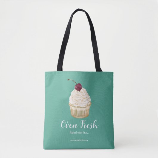 Bakkerij Cherry Cupcake Pastry Chef Green Tote Bag (Voorkant)