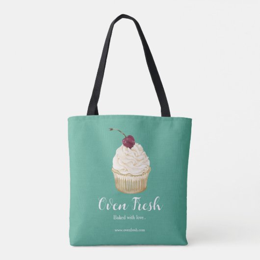 Bakkerij Cherry Cupcake Pastry Chef Green Tote Bag (Achterkant)