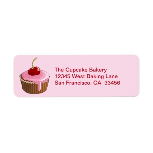 Bakkerij Cherry Cupcake Pick Kleur Zakelijke Stick Etiket (Voorkant)