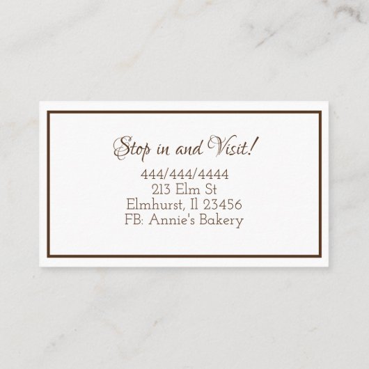 Bakkerij | Chocolade besproeide koekjes Visitekaartje (Achterkant)