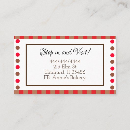 Bakkerij | Chocolade besproeide koekjes Visitekaartje (Achterkant)