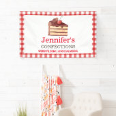 Bakkerij Chocolade Cake Red Gingham Promotie Spandoek (Insitu)