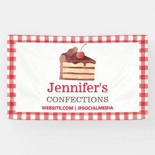 Bakkerij Chocolade Cake Red Gingham Promotie Spandoek