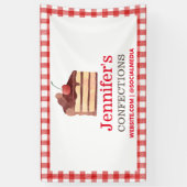 Bakkerij Chocolade Cake Red Gingham Promotie Spandoek (Verticaal)