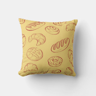 Bakkerij, croissant, vintage voor levensmiddelen n kussen