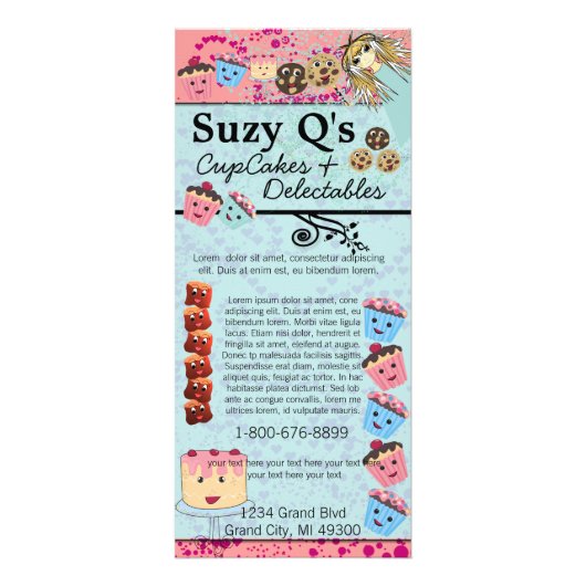 Bakkerij Cupcake Aqua Blue Swirled Rack Kaart (Voorkant)