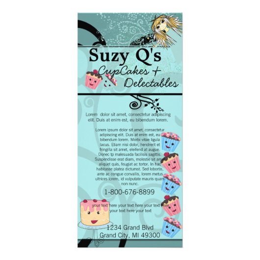 Bakkerij Cupcake Aqua Blue Swirled Rack Kaart (Voorkant)