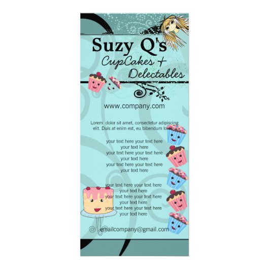 Bakkerij Cupcake Aqua Blue Swirled Rack Kaart (Achterkant)