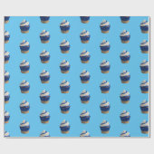 Bakkerij Cupcake Blauw Cadeaupapier (Vlak)
