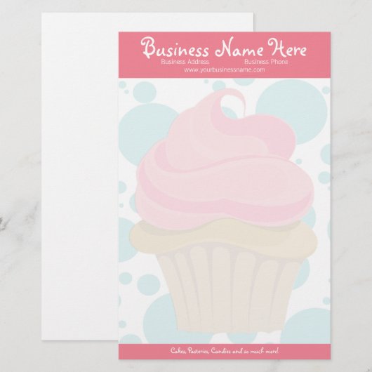 Bakkerij Cupcake Briefpapier (Voorkant / Achterkant)