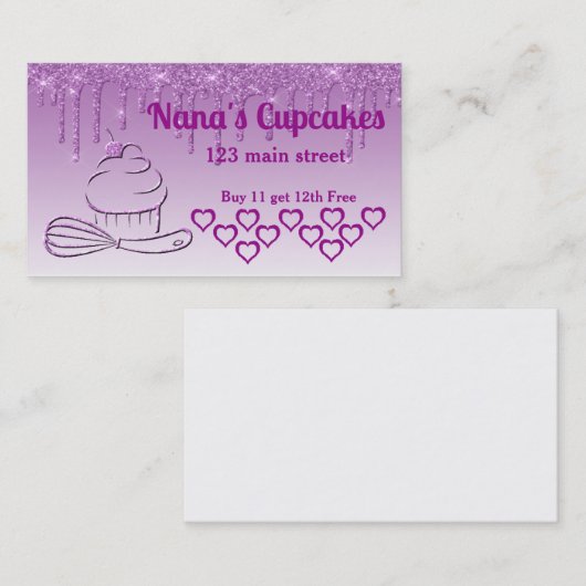Bakkerij Cupcake Business Loyalty Punch Kaart (Voorkant / Achterkant)
