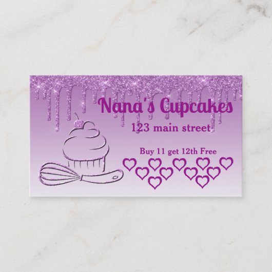 Bakkerij Cupcake Business Loyalty Punch Kaart (Voorkant)
