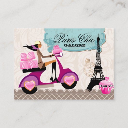 Bakkerij Cupcake Cookies Scooter Paris Eiffel Towe Visitekaartje (Voorkant)
