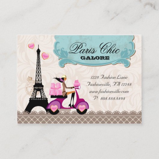 Bakkerij Cupcake Cookies Scooter Paris Eiffel Towe Visitekaartje (Achterkant)