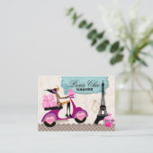 Bakkerij Cupcake Cookies Scooter Paris Eiffel Towe Visitekaartje (Staand voorkant)