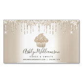 Bakkerij Cupcake gebak chef chic goud glitter drup Magnetisch Visitekaartje (Voorkant)