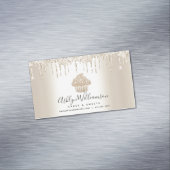 Bakkerij Cupcake gebak chef chic goud glitter drup Magnetisch Visitekaartje (Voorbeeld)