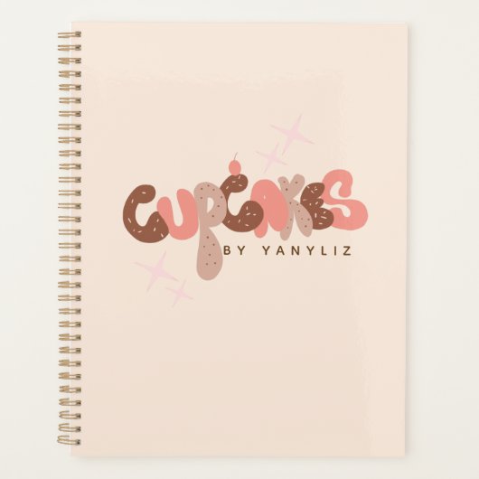 Bakkerij Cupcake Hand Lettering Zakelijk Planner (Voorkant)