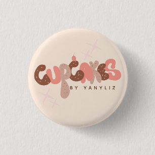 Bakkerij Cupcake Hand Lettering Zakelijk Ronde Button 3,2 Cm