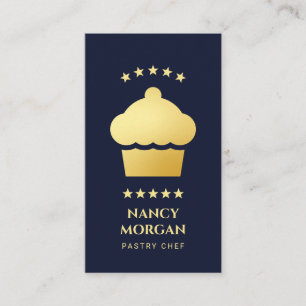 Bakkerij Cupcake Navy en Goud Pastchef Visitekaartje