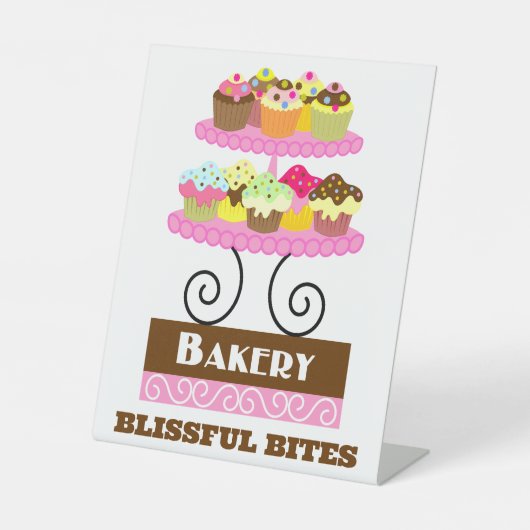 Bakkerij Cupcake Pedestal Sign Reclamebord Met Voetstuk (Voorkant)