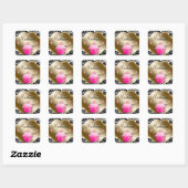 Bakkerij Cupcake Roze Goud Vierkante Sticker (Vel)