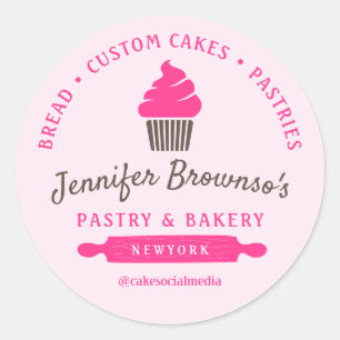 Bakkerij Cupcake Roze logo branding Ronde Sticker