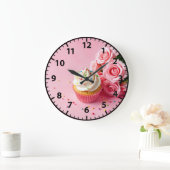 Bakkerij Cupcake Roze Rozen Gebakken Goederen Food Grote Klok (Huis)